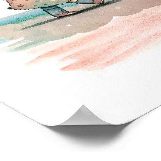 ガールスターズウォーターカラー子供部屋ウォールアート ポスター (角)