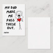 ガールスティックフィギュア私のパパは私にバレンタイン ノートカード (正面/裏面)