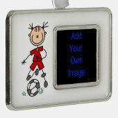 ガールスティックフィギュア赤いユニフォーム シルバープレートフレームオーナメント (右)