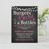 ガールストライプシャルボードBBQベビーシャワー 招待状 (スタンド正面)