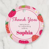 ガールストロベリーベリーファースト誕生日パーティーラウンド フェイバータグ (正面)