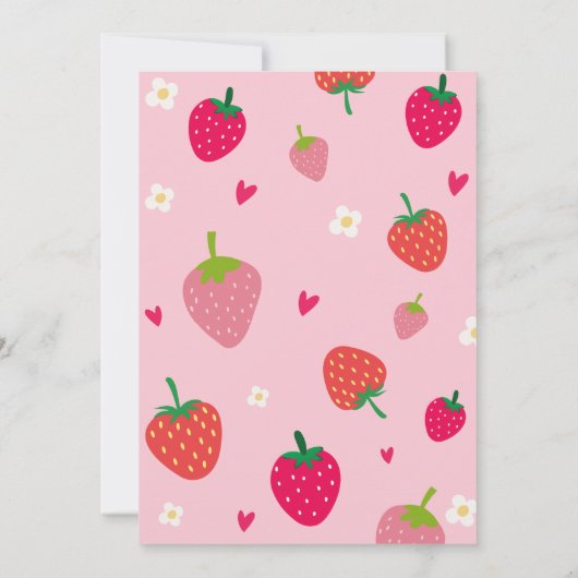 ガールストロベリーベリーファースト誕生日パーティー 招待状 (裏面)