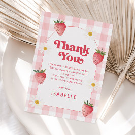 ガールストロベリーベリー最初の誕生日パーティー サンキューカード