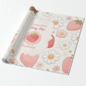 ガールストロベリーベリー最初の誕生日パーティー ラッピングペーパー (アンロールド)