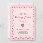ガールストロベリーベリー第1誕生日 招待状 (正面)