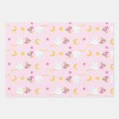 ガールストークムーンズ水玉模様ピンクベビーシャワー ラッピングペーパーシート (正面)