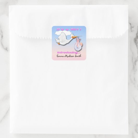 ガールストーク誕生発表封筒用シール スクエアシール (バッグ)