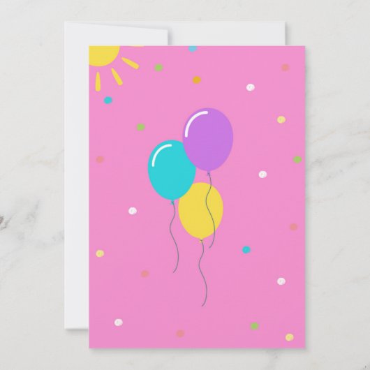 ガールスプラッシュパッドパーティーウォーターパークピンク誕生日 招待状 (裏面)