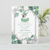 ガールスペインのセージグリーンシルバープレゼンティション3アノス 招待状 (スタンド正面)