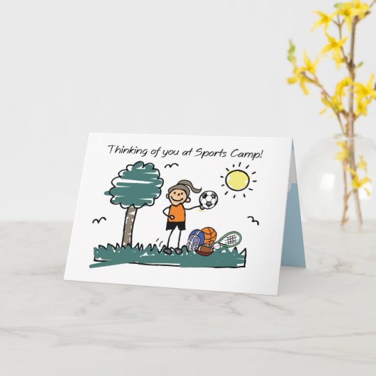 ガールスポーツキャンプスティック考えフィギュアのユー カード (黄色い花)