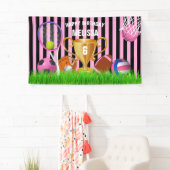 ガールスポーツピンクテーマ誕生日バナー 横断幕 (インサイチュ)