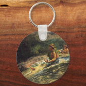 'ガールスライディングダウンウォーター秋' - Keychain キーホルダー (正面)