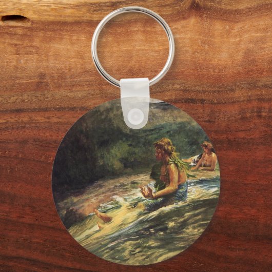 'ガールスライディングダウンウォーター秋' - Keychain キーホルダー (正面)