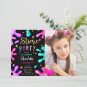 ガールスライムパーティー誕生日写真 招待状 (スタンド正面)