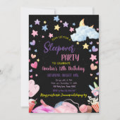 ガールスリーポバーパーティー10代のキッズスランバー誕生日イン 招待状 (正面)