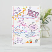 ガールスリーポバーパーティー10代のキッズスランバー誕生日イン 招待状 (スタンド正面)