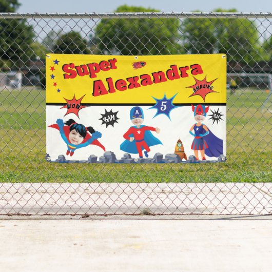 ガールスーパーヒーローアメリカンスペシャル誕生日ギフト 横断幕 (インサイチュ)