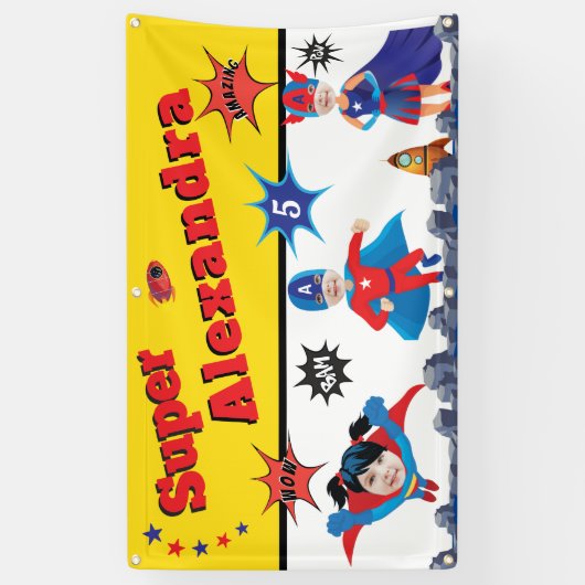ガールスーパーヒーローアメリカンスペシャル誕生日ギフト 横断幕 (縦)