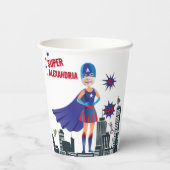 ガールスーパーヒーロー💥カラフル誕生日写真 紙コップ (裏面)