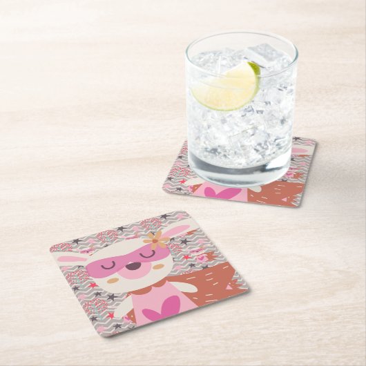 ガールスーパーヒーローバニー スクエアペーパーコースター (インサイチュ)