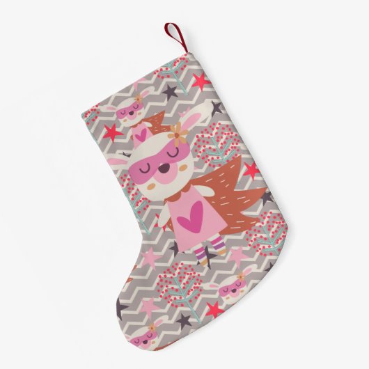 ガールスーパーヒーローバニー スモールクリスマスストッキング (裏面 (吊り時))