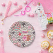 ガールスーパーヒーローバニー ペーパープレート (パーティー)