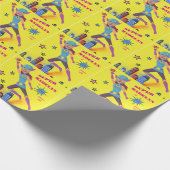 ガールスーパーヒーロー💥誕生日写真カラフル ラッピングペーパー (角)