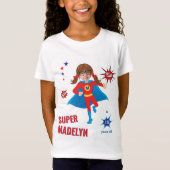 ガールスーパーヒーロー💥鮮やか誕生日写真 Tシャツ (正面)