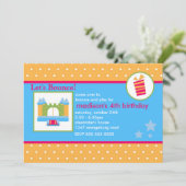 ガールズおもしろいバウンスハウス誕生パーティー 招待状 (スタンド正面)