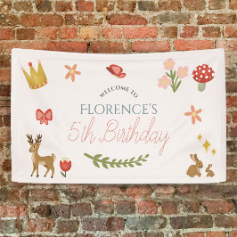 ガールズお洒落フェアリーガール誕生日へようこそ 横断幕