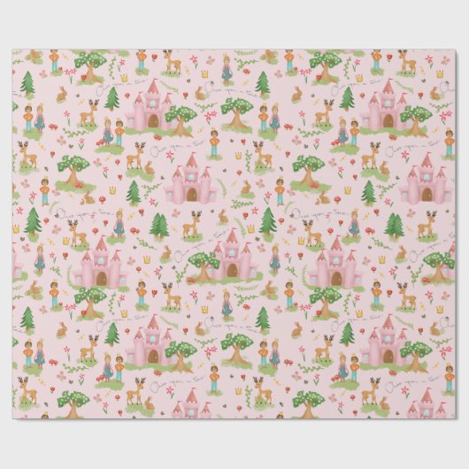 ガールズお洒落&ピガーリーンクプリンセス誕生日 ラッピングペーパー (フラット)