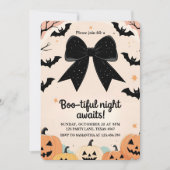 ガールズのための美しいピンクのハロウィーン招待状 シーズンカード (正面)