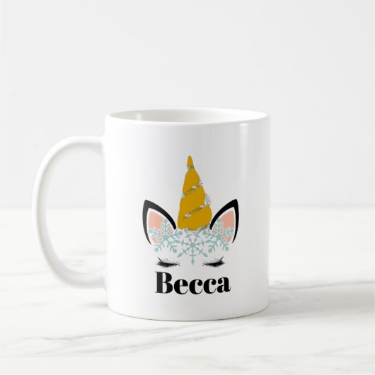 ガールズアイスクイーンユニコーンジェムズ名前をカスタムするクリスマス コーヒーマグカップ (左)
