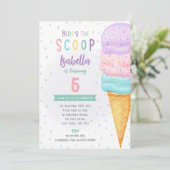 ガールズアイスクリームコーン招待状 – ピンクパープルスクープ 招待状 (スタンド正面)