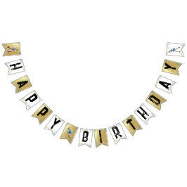 ガールズアイススケートで滑るアイスホッケーハッピーバースデー バンティングフラッグ