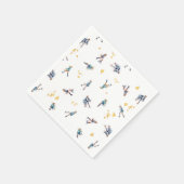 ガールズアイススケートで滑るホッケーブルー金ゴールド誕生日パーティー スタンダードカクテルナプキン (角)