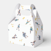 ガールズアイススケートで滑るホッケーブルー金ゴールド誕生日パーティー フェイバーボックス (裏面サイド)