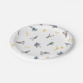 ガールズアイススケートで滑るホッケーブルー金ゴールド誕生日パーティー ペーパープレート (アングル)