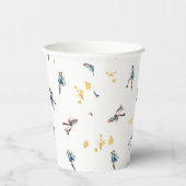 ガールズアイススケートで滑るホッケーブルー金ゴールド誕生日パーティー 紙コップ (右)