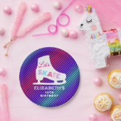 ガールズアイススケートで滑る誕生日ネオン ペーパープレート (パーティー)