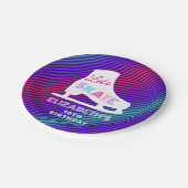 ガールズアイススケートで滑る誕生日ネオン ペーパープレート (アングル)