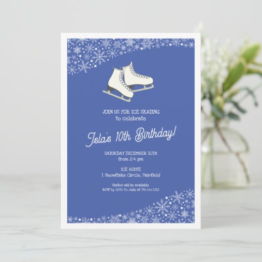 ガールズアイススケートで滑る誕生日パーティー 招待状 (スタンド正面)