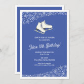 ガールズアイススケートで滑る誕生日パーティー 招待状 (正面/裏面)