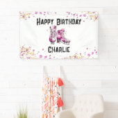 ガールズアイススケートで滑る誕生日パーティー 横断幕 (インサイチュ)