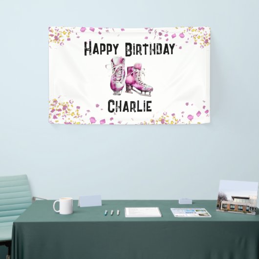ガールズアイススケートで滑る誕生日パーティー 横断幕 (トレードショー)