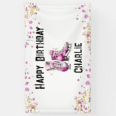 ガールズアイススケートで滑る誕生日パーティー 横断幕 (縦)