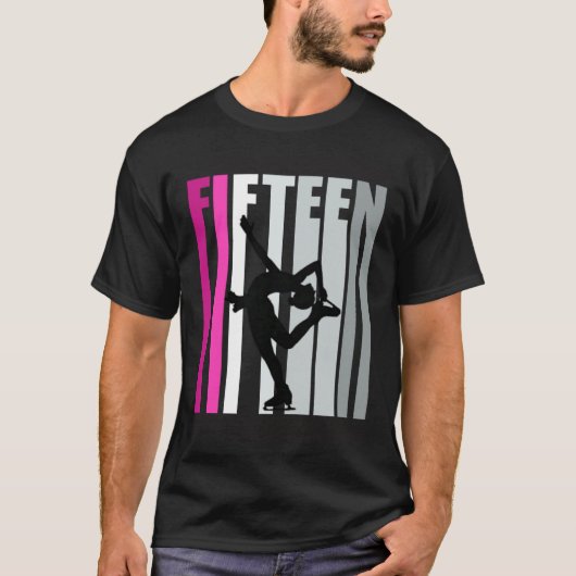 ガールズアイススケートで滑る誕生日15thアイススケータークイーンF Tシャツ (正面)