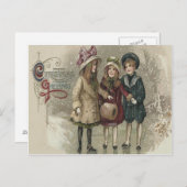 ガールズアイススケートで滑る雪凍ってい池 ポストカード (正面/裏面)