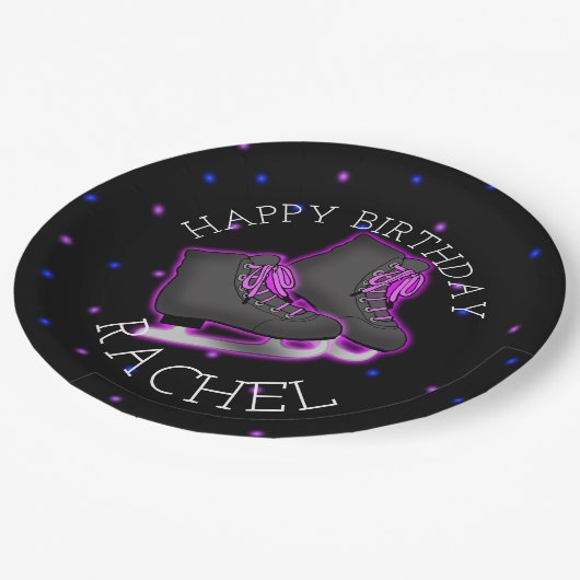 ガールズアイススケート誕生日パーティー ペーパープレート (アングル)