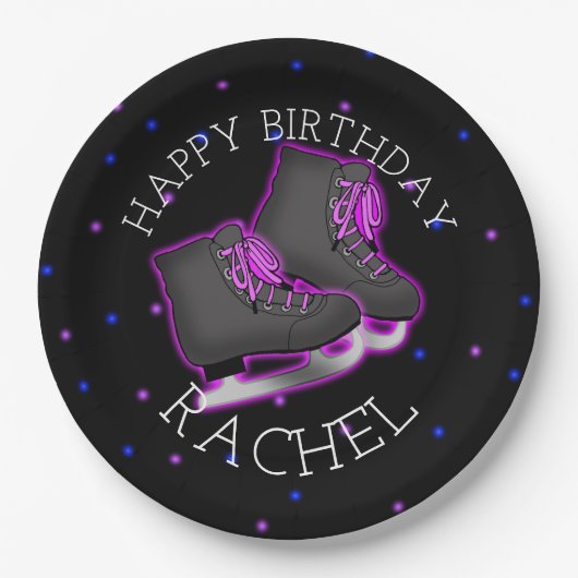 ガールズアイススケート誕生日パーティー ペーパープレート (正面)